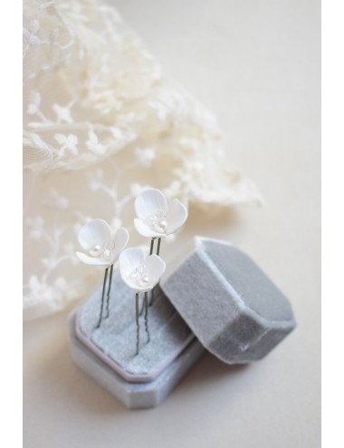 Pics à chignon de mariée en forme de fleurs de porcelaine