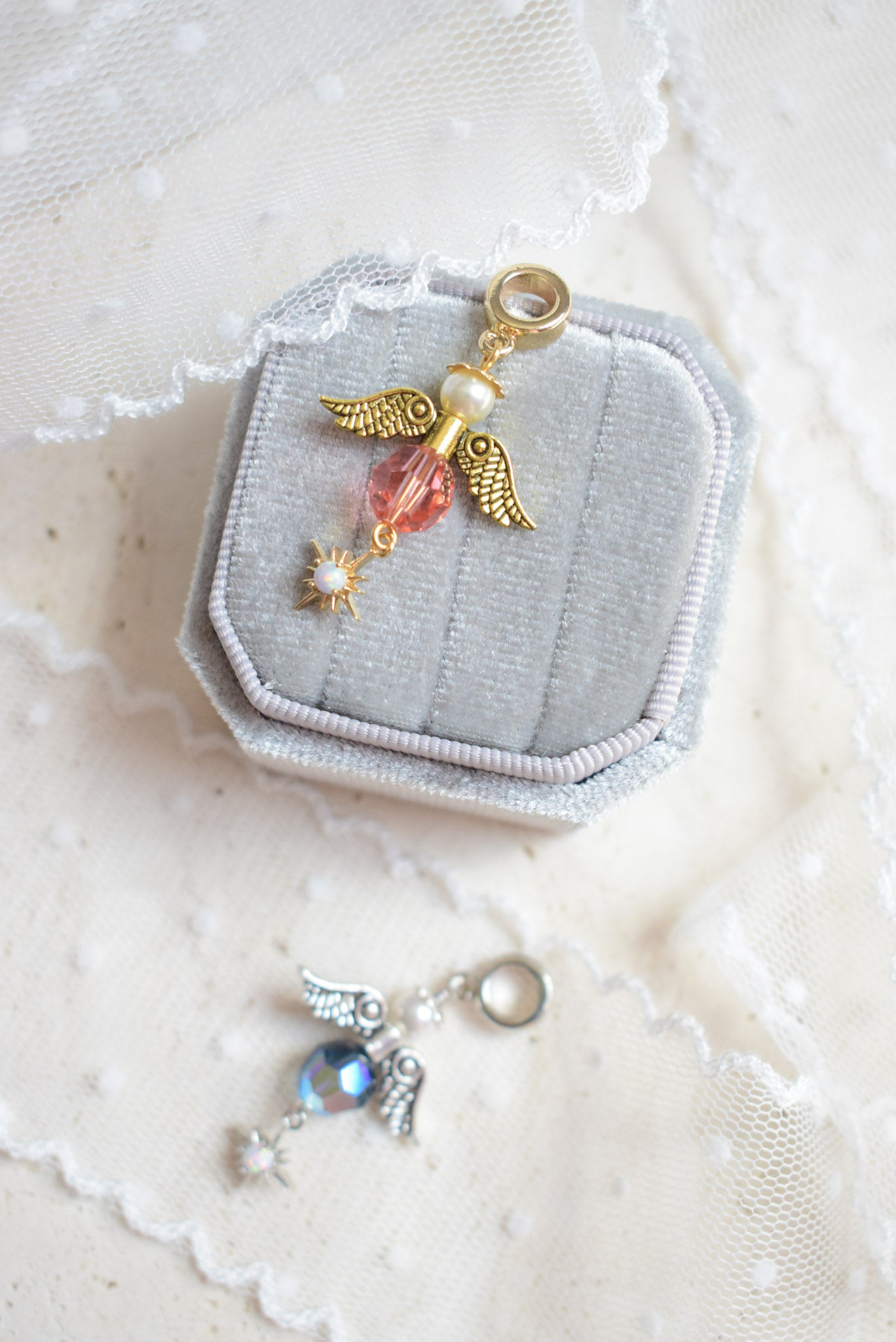 bijou de bouquet de mariage en forme d'ange avec perle colorée et étoile
