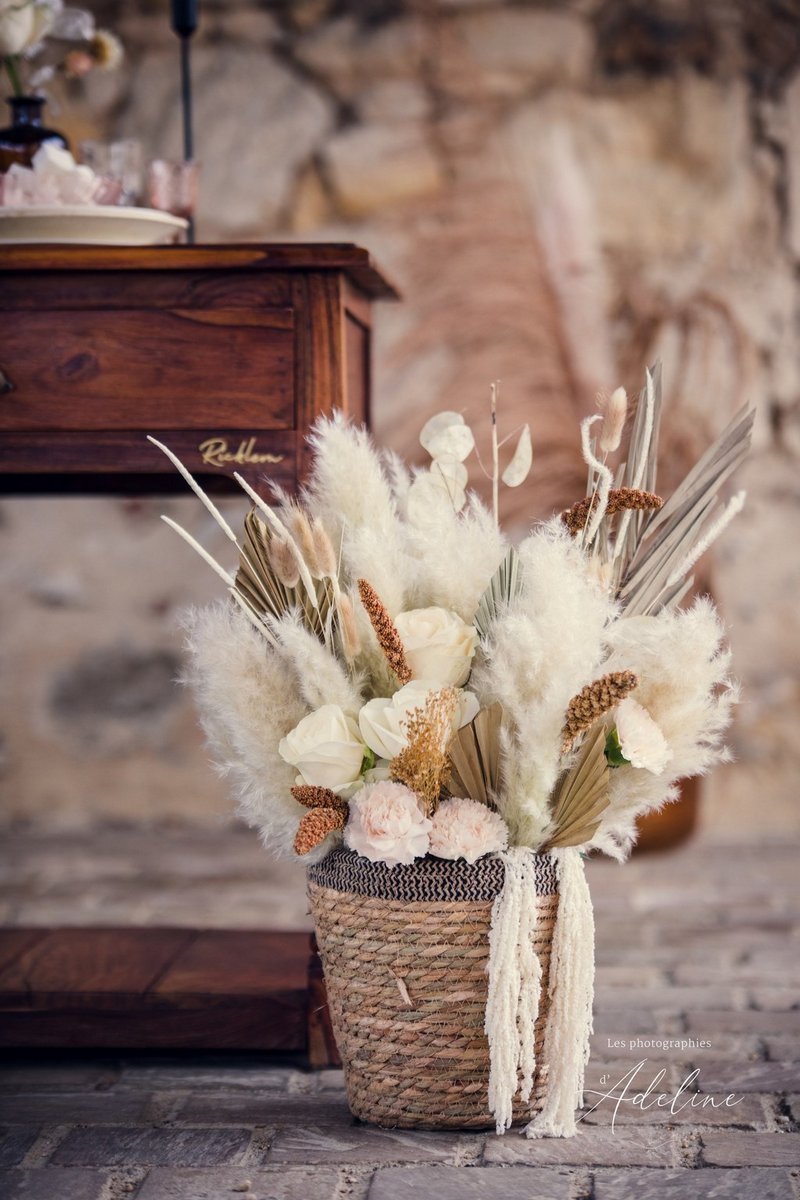 fleurs séchées pour décoration de mariage boheme champetre